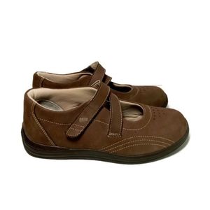Drew Womens Brown Nubuck Leather Mary Jane Shoes